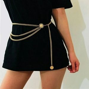 Disc Detail Sexy Layered Waist Chain Gol